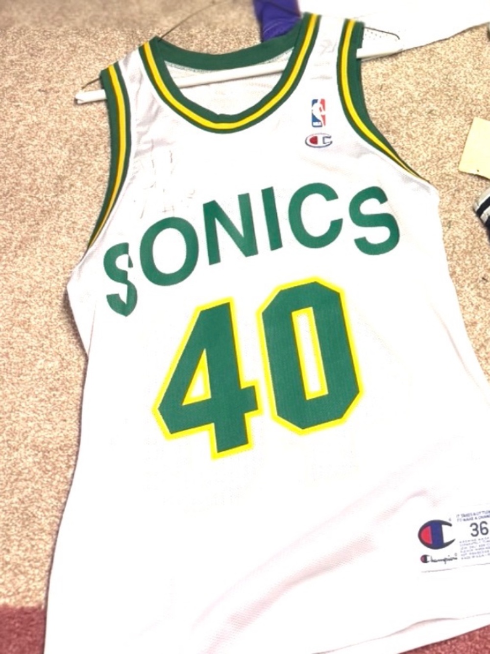 Original Champion Shawn Kemp Seattle SuperSonics Jersey Size 36